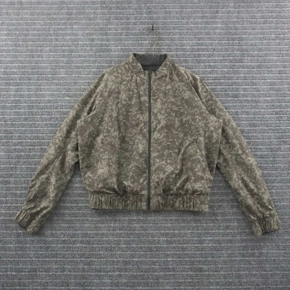 Lululemon Bombs Away Reversible Bomber Jacket S Grey Camo Full Zip Lightweight